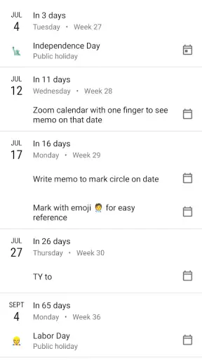 Monthly Calendar & Holidays screenshot