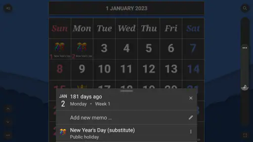 Monthly Calendar & Holidays screenshot