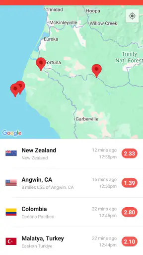 My Earthquake Alerts - Map screenshot