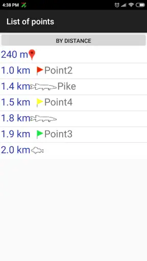 My fishing places GPS screenshot