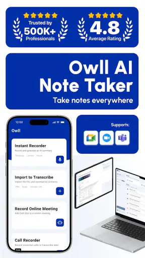 Owll: AI Note Taker & Recorder screenshot