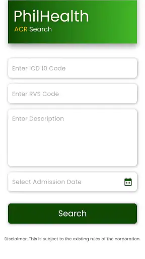 PhilHealth ACR Search screenshot