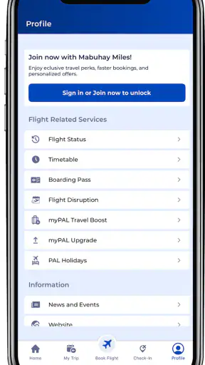 Philippine Airlines screenshot