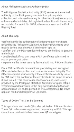PSA e-Verification screenshot