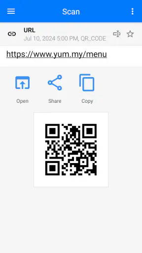 QR code scanner screenshot