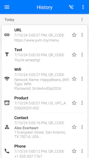QR code scanner screenshot