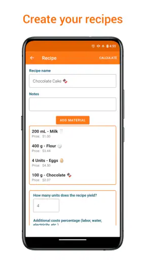 Recipe Cost Calculator screenshot