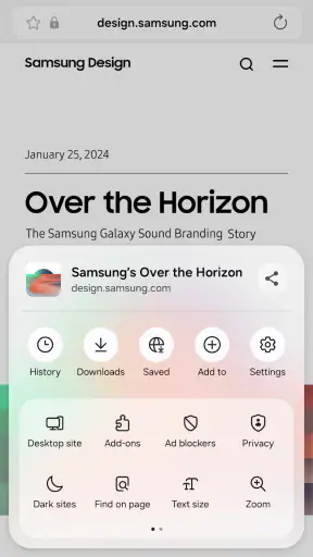 Samsung Browser screenshot