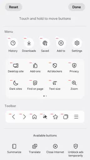 Samsung Browser screenshot