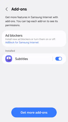 Samsung Browser screenshot
