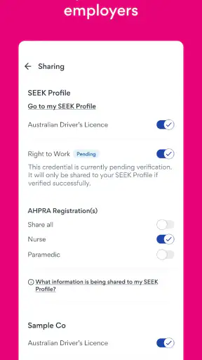 SEEK Pass screenshot