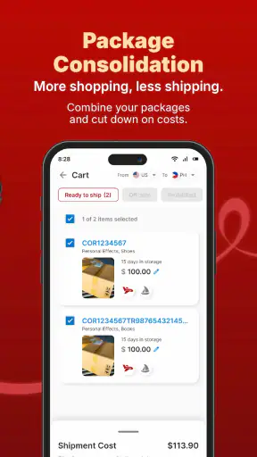 ShippingCart screenshot