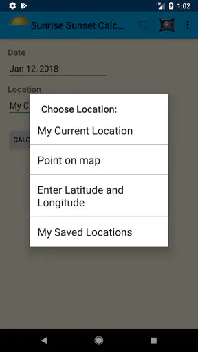 Sunrise Sunset Calculator screenshot