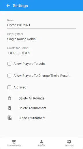 Swiss system online screenshot