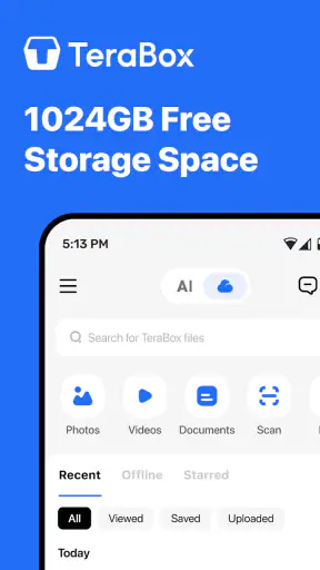 TeraBox: 1TB Cloud & AI Space screenshot