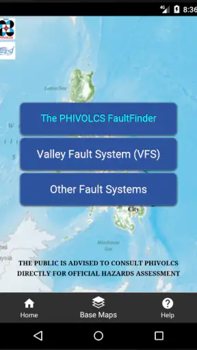 The PHIVOLCS FaultFinder screenshot