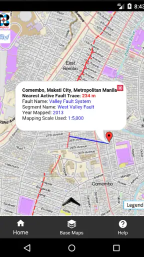 The PHIVOLCS FaultFinder screenshot