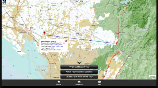 The PHIVOLCS FaultFinder screenshot