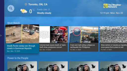 The Weather Network TV App screenshot