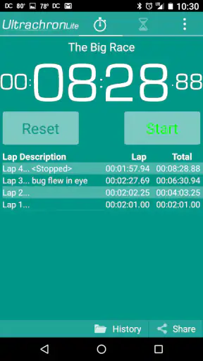 Ultrachron Stopwatch Lite screenshot