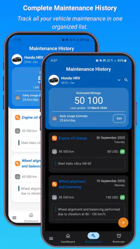 Vehicle Maintenance Log screenshot