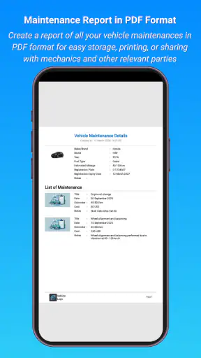 Vehicle Maintenance Log screenshot