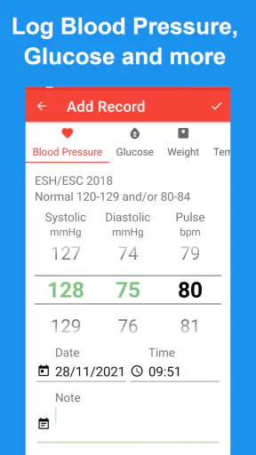 Vital Signs - Blood Pressure screenshot