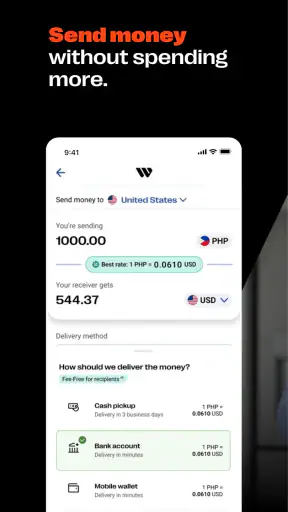 Western Union Money Transfer screenshot