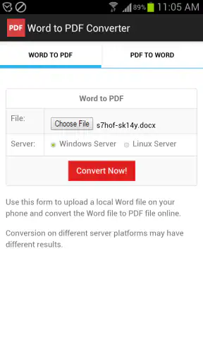 Word to PDF Converter screenshot