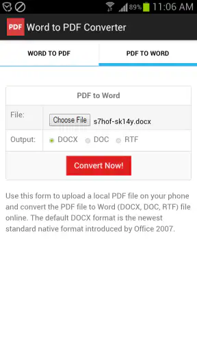 Word to PDF Converter screenshot