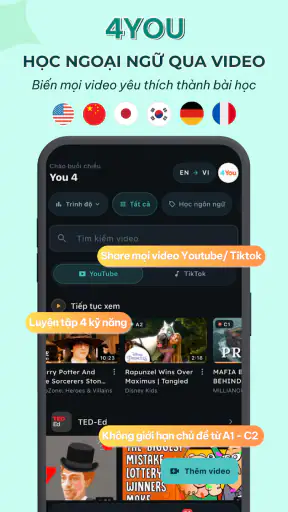 4You: Học ngoại ngữ qua video screenshot
