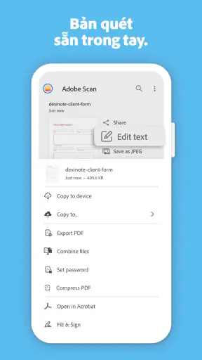 Adobe Scan: Quét tài liệu, ảnh screenshot