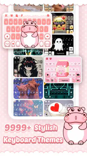Bàn phím Pink Cute Hippo screenshot
