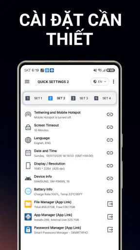 Cài đặt nhanh thông minh screenshot