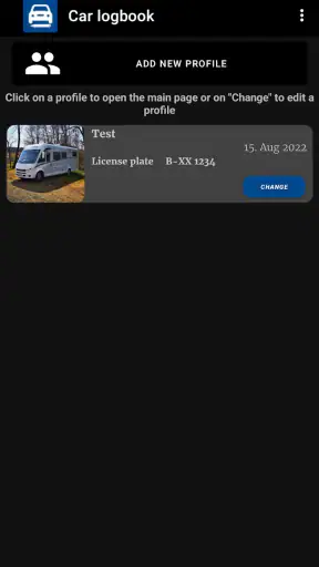 Car logbook App screenshot
