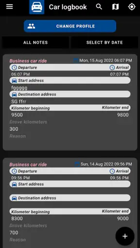 Car logbook App screenshot