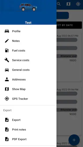 Car logbook App screenshot