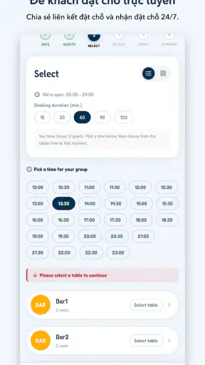 Đặt bàn nhà hàng screenshot