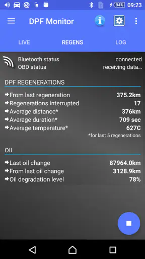 DPF Monitor -Fiat & Alfa Romeo screenshot