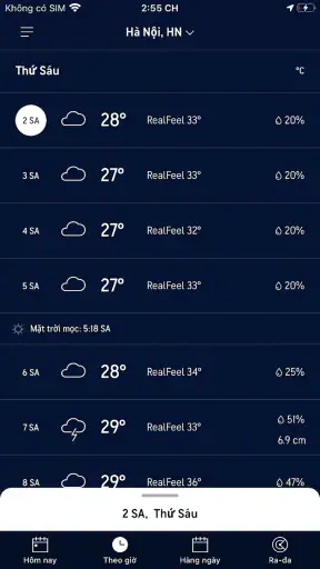 Dự báo bởi AccuWeather screenshot