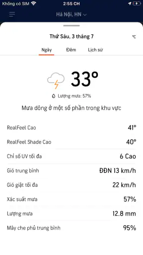 Dự báo bởi AccuWeather screenshot