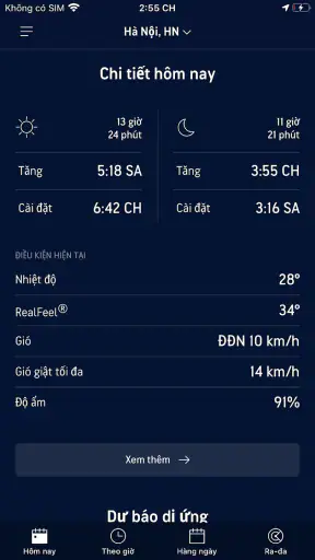 Dự báo bởi AccuWeather screenshot