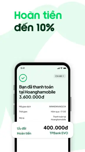 EVO Thẻ mở ngay Tiền hoàn liền screenshot