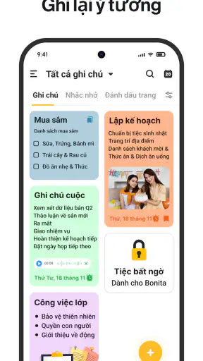 Ghi chú: Sổ tay và danh sách screenshot