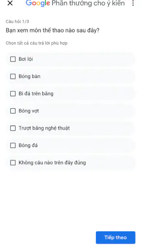 Google Phần thưởng cho ý kiến screenshot