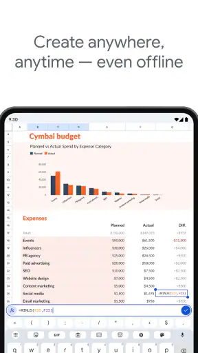 Google Trang tính screenshot