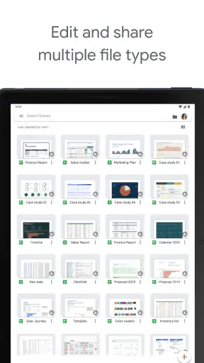 Google Trang tính screenshot