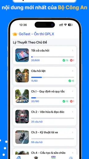 Ôn Thi GPLX 600 Câu - GoTest screenshot