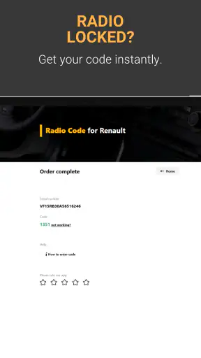 Radio Code for Renault screenshot
