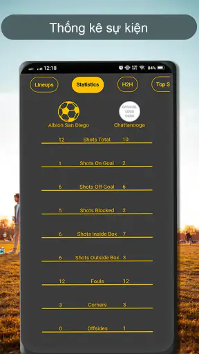 Thống kê bóng đá trực tiếp screenshot
